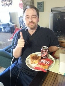 Victory meal - the man can have his Code Red and Cheez-its again!